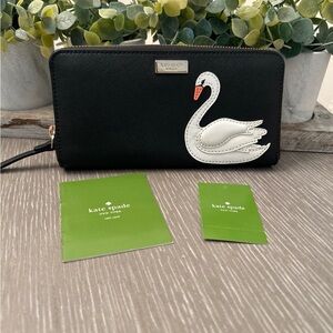 Kate Spade Black Wallet Swan Design
NWT